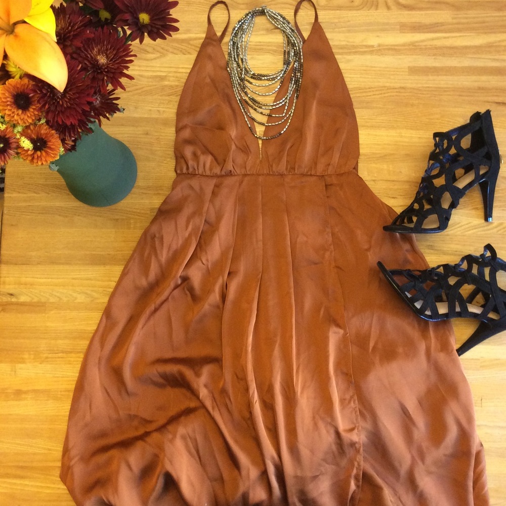WORN ONCE! Bronzy rust color maxi dress