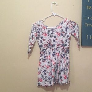 A-line three quarter sleeve floral dress