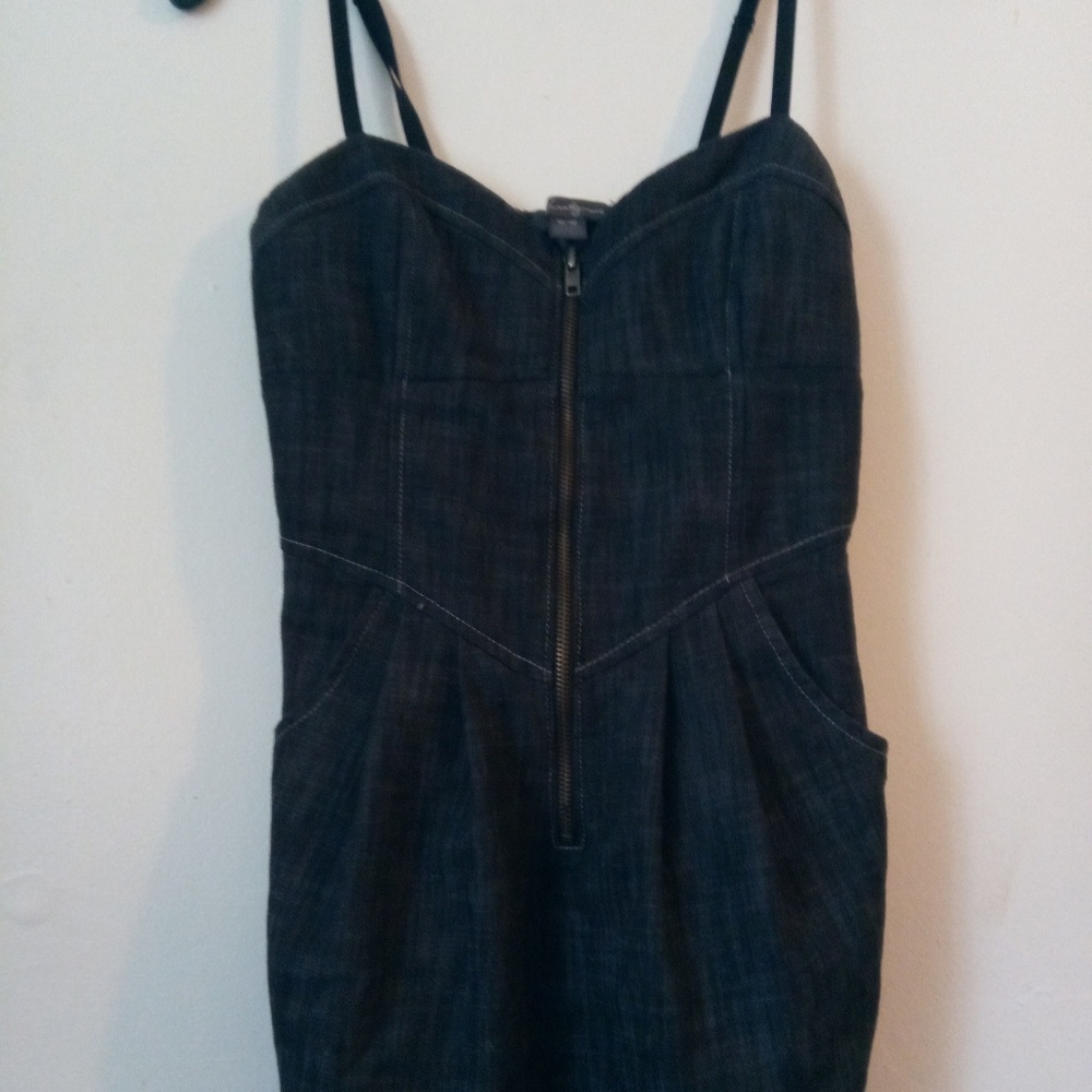 Denim mini dress with pockets