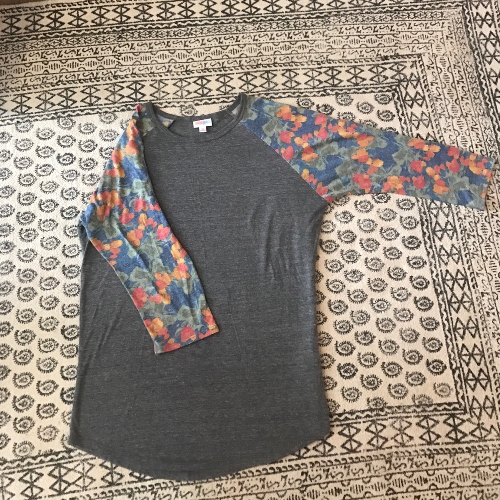 Lularoe Medium Randy Heathered Grey and Floral