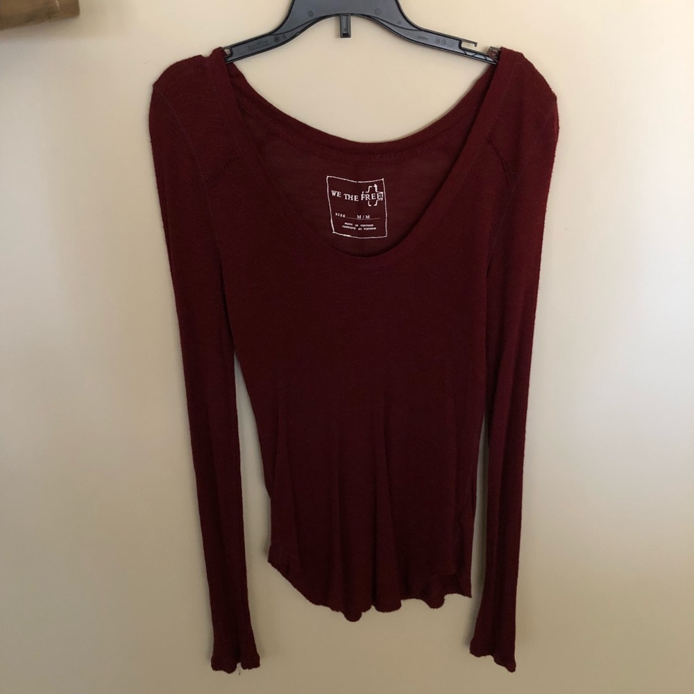 Maroon Free People Long Sleeve Shirt (SOLD)