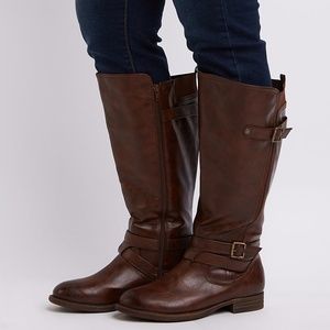 Wide Width Knee-High Moto Boots 10W