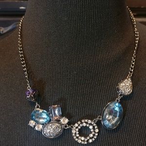 Gunmetal Blue Purple Rhinestone Necklace