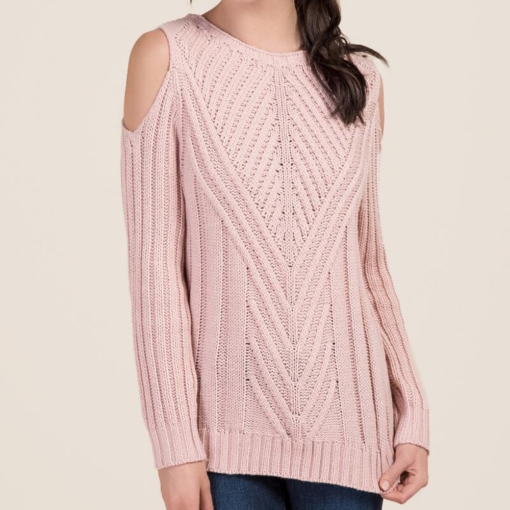 Francesca's Miami Darby Cold Shoulder Knit Sweater