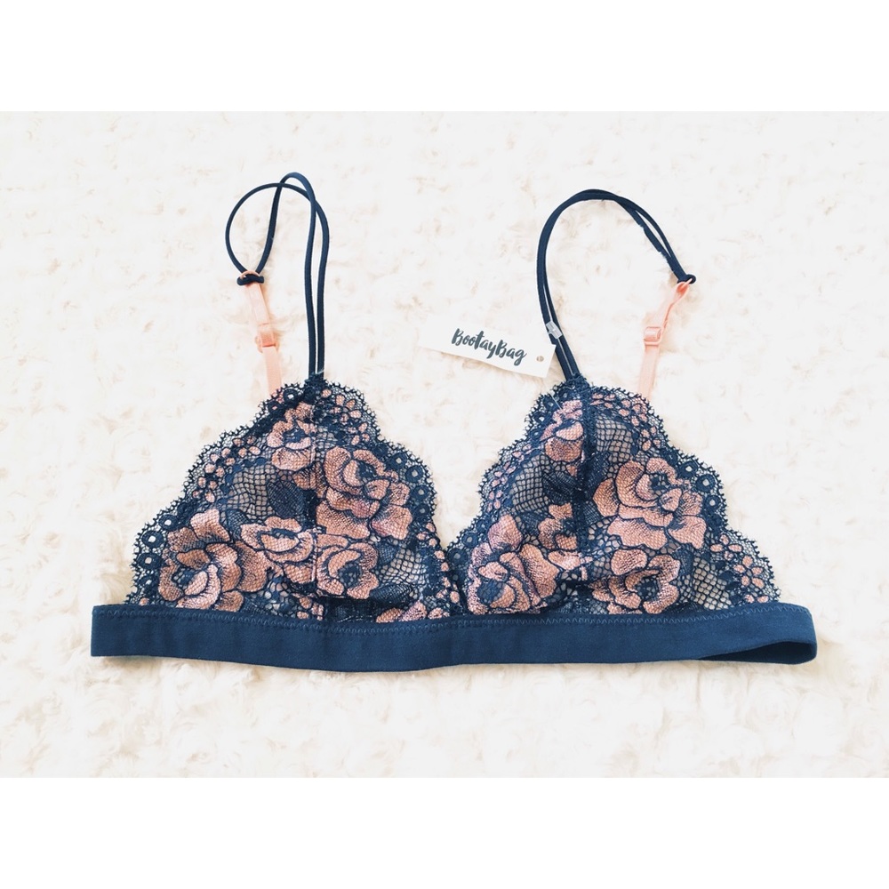 Bootaybag Blue and Pink Lace Bralette