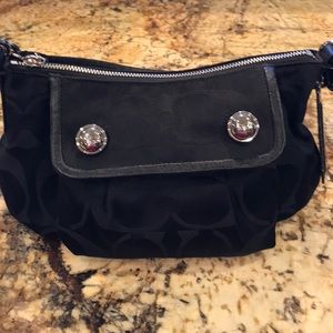 Coach black signature fabric satchel