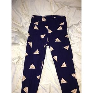 Navy Paper Airplane LuLaRoe One Size Leggings