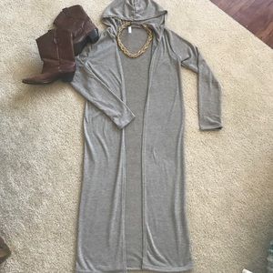Cute Grey Duster w/ hood