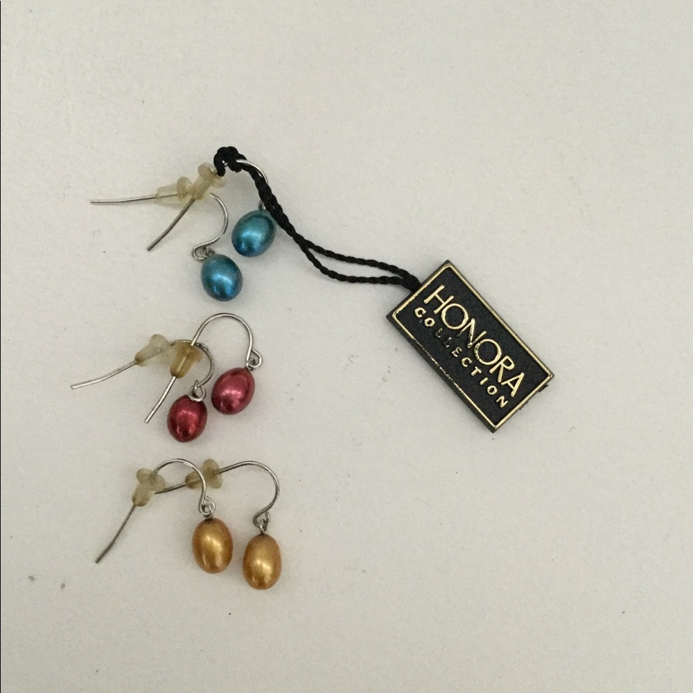 Set of 3 Honora freshwater pearl Sterling earrings
