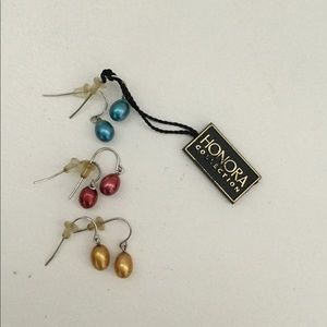 Set of 3 Honora freshwater pearl Sterling earrings