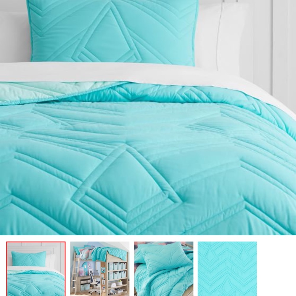 PB teen ivivva quilt and extra sham and sheet set