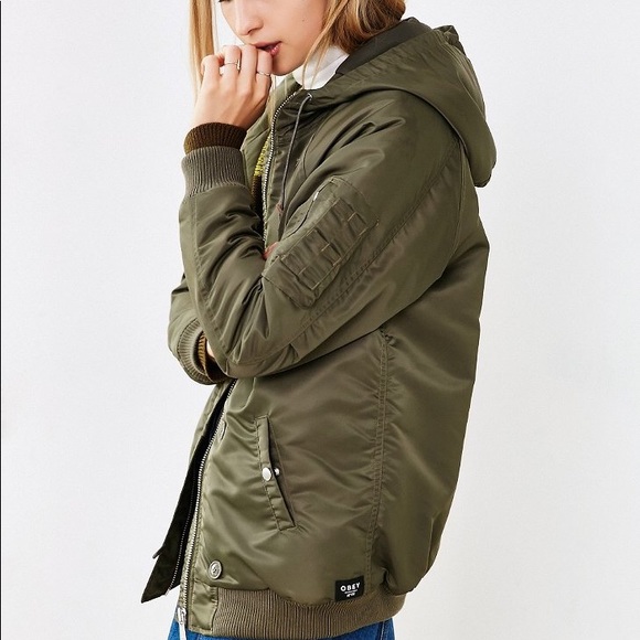 OBEY Green Hooded Parka Jacket | Women’s Medium - Picture 3 of 7