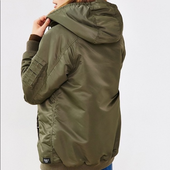 OBEY Green Hooded Parka Jacket | Women’s Medium - Picture 2 of 7