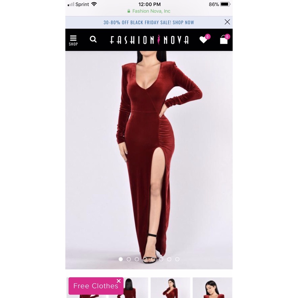 Wine velvet dress.