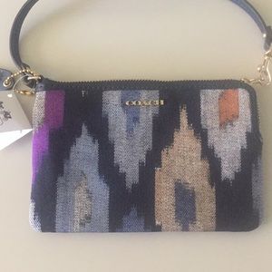 Coach Ikat print small canvas wristlet