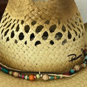 Natural straw bead trimmed cowboy hat!