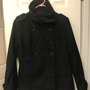 Funnel styled double breasted peacoat