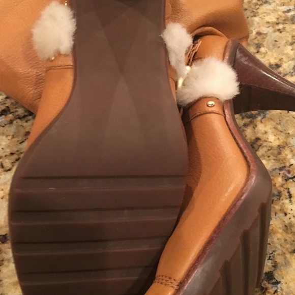 Michael Kors Leather Knee Boots faux fur trim - Picture 4 of 6