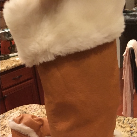 Michael Kors Leather Knee Boots faux fur trim - Picture 6 of 6