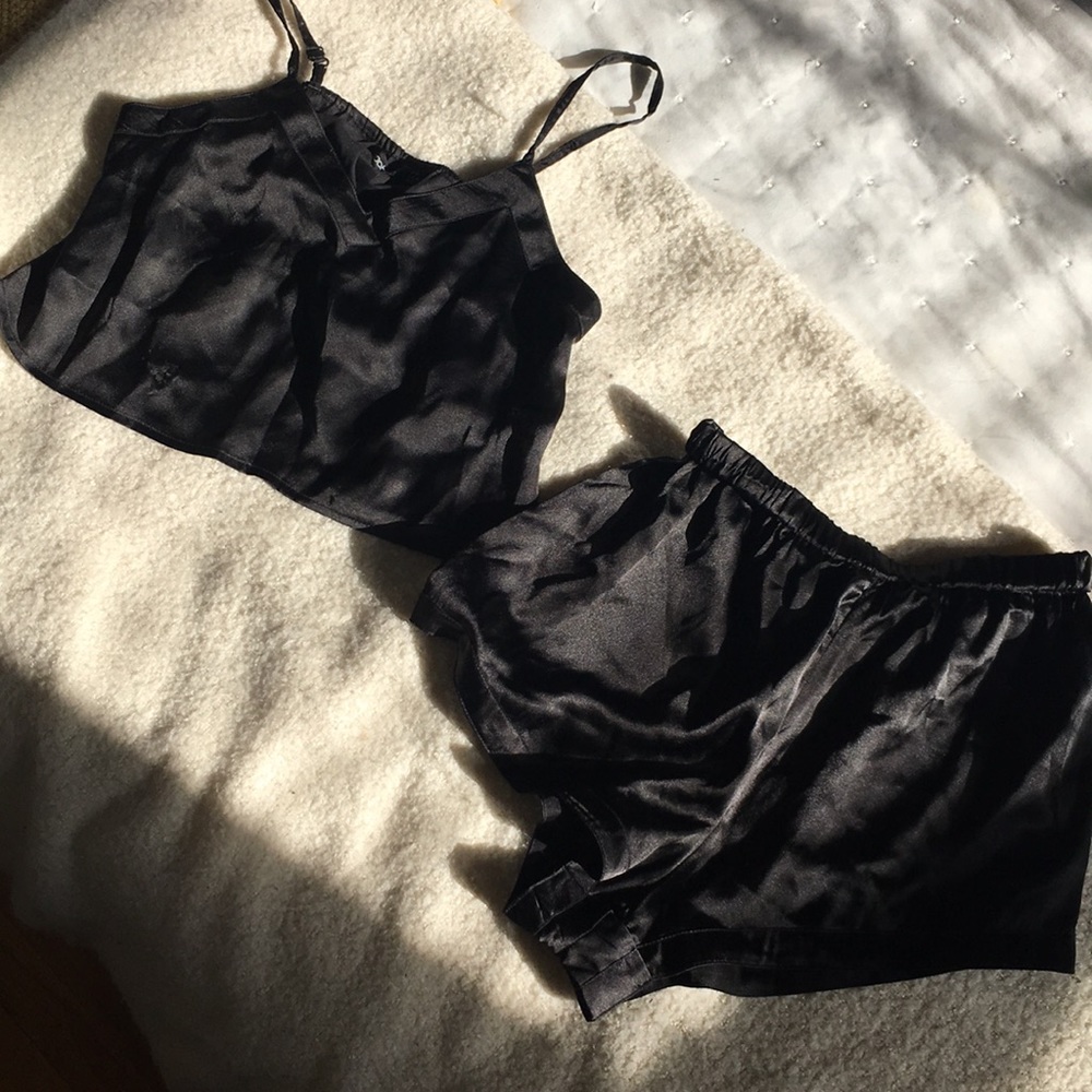 Silky Black Pajama Set