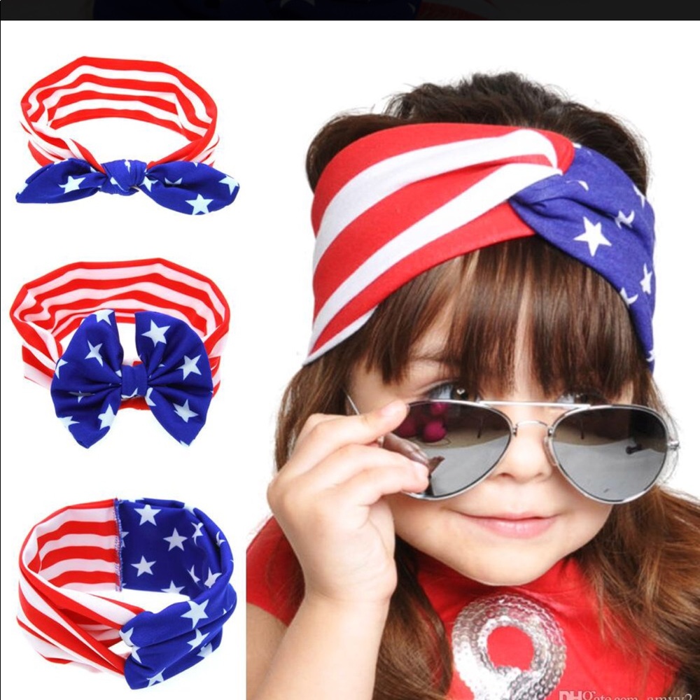 Red White Blue Headband USA Stars Flag NEW - Picture 1 of 4