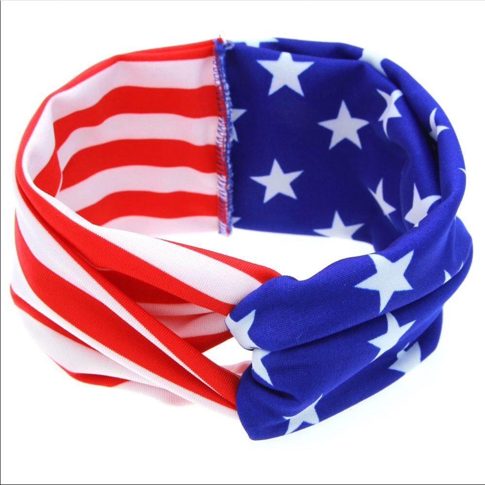 Red White Blue Headband USA Stars Flag NEW - Picture 2 of 4