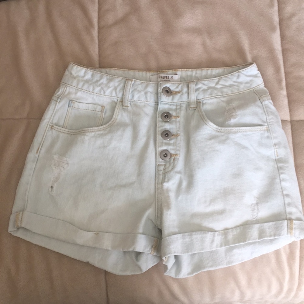 High Waisted Light Wash Jean Shorts