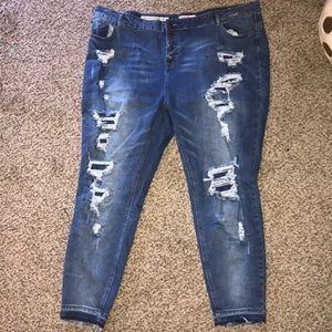 Rue 21 Distressed Patched High Waisted Jeans-PLUS