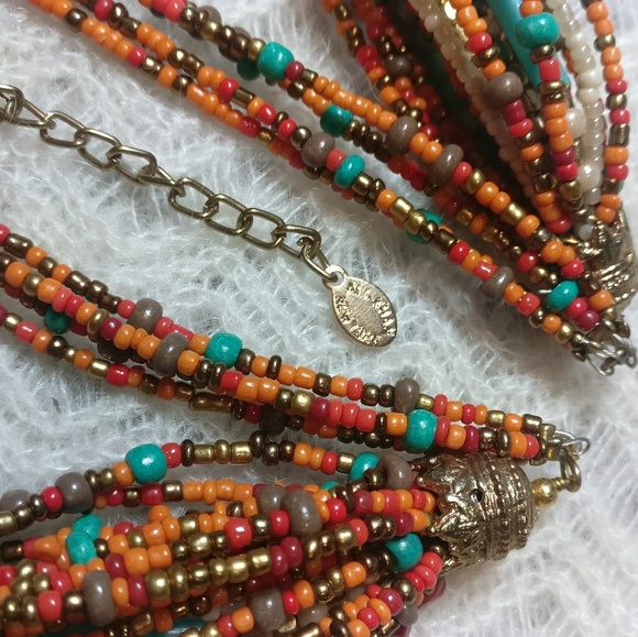 Vibrant Summe Orange Ali Khan Bead Tassel Necklace - Picture 4 of 8