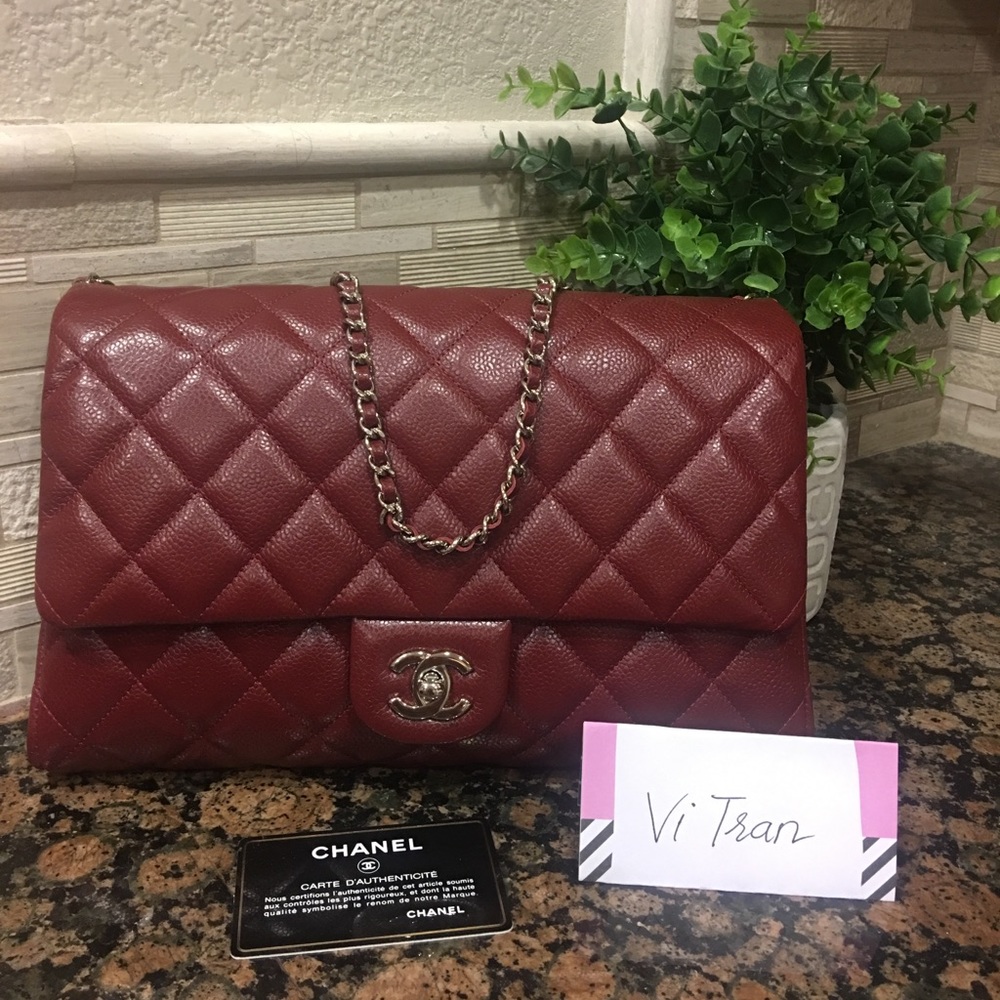 Chanel 12c caviar envelope clutch on chain