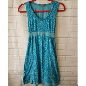 Athleta blue layered tank dress drawstring waist S
