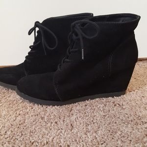 Black wedge booties