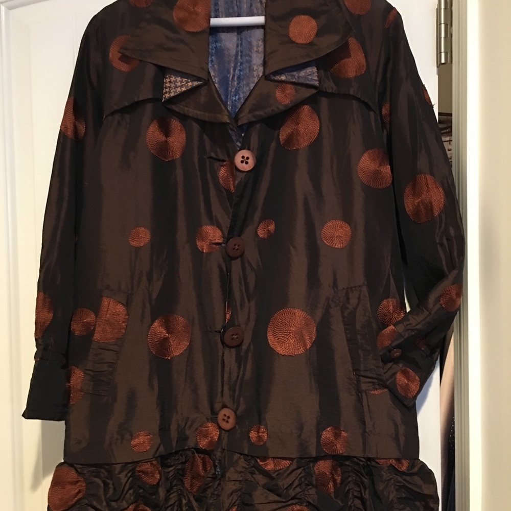 Reversible print all weather coat