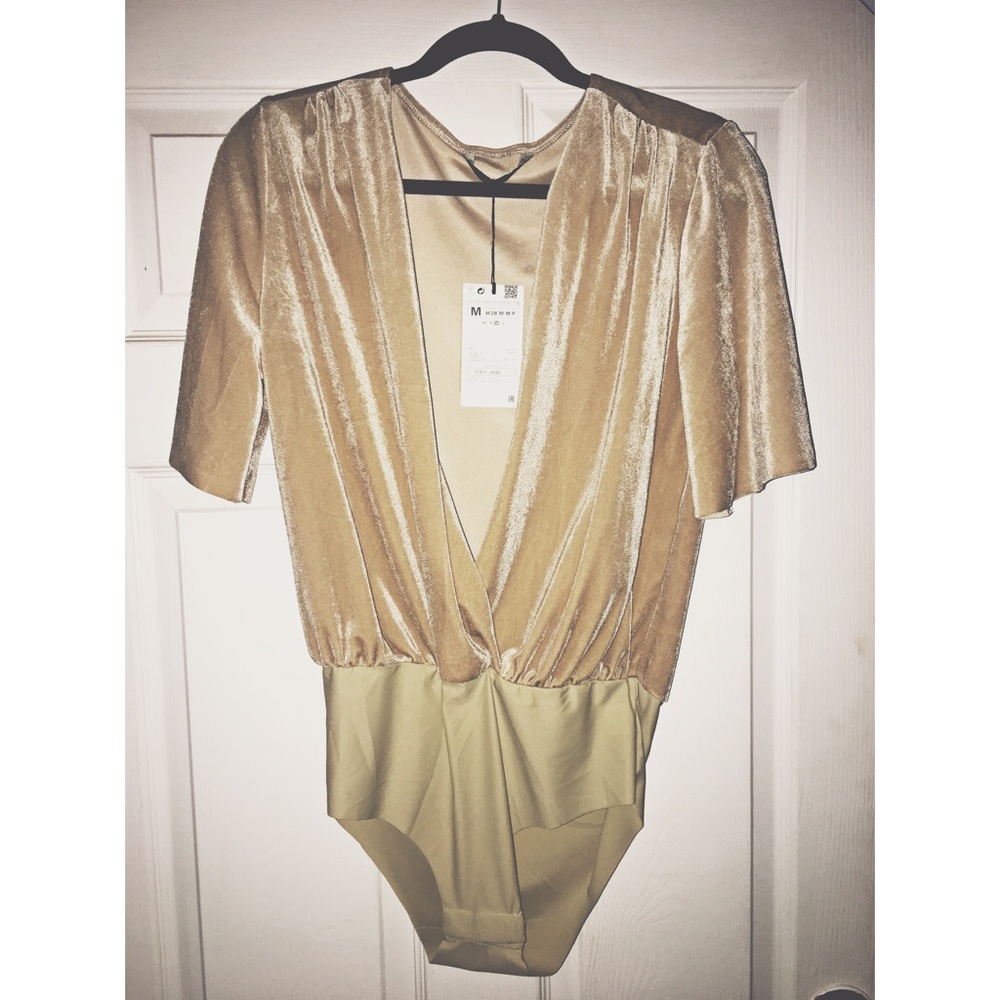 Zara Velvet Bodysuit NWT