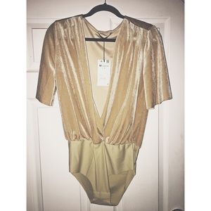 Zara Velvet Bodysuit NWT