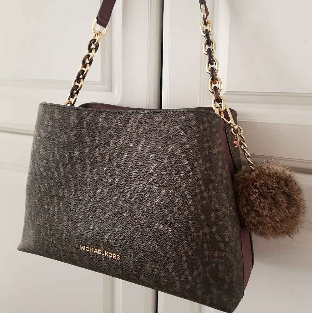 Michael Kors Portia Saffiano Brown plum handbag
