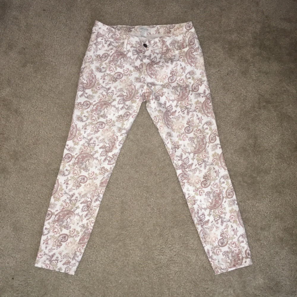 Ivory Paisley print skinny jeans