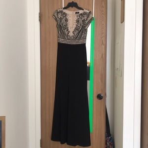 Adrianna Papell Beaded Mesh Jersey Gown