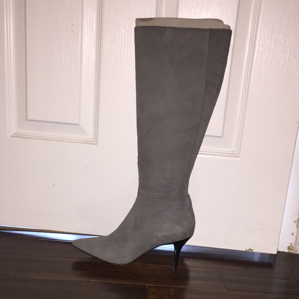 Cole Haan Grey Suede Boots 3 inch heels.