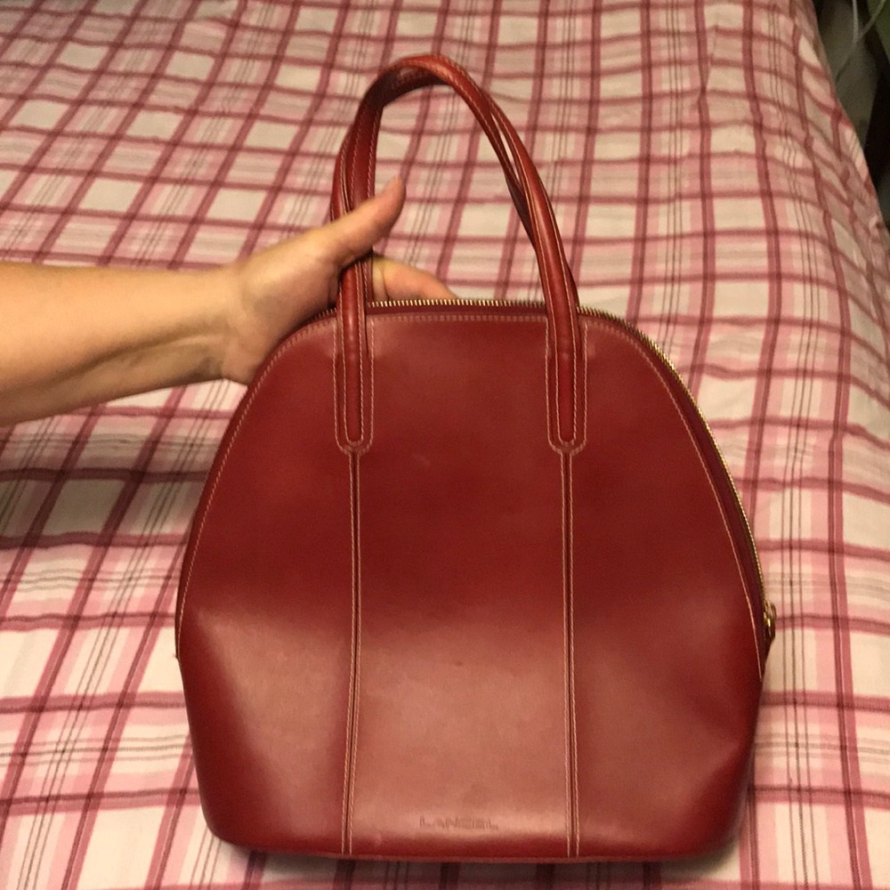 Vintage red leather Lancel bag