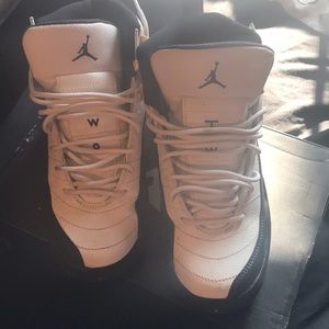 Black and white air jordan 12