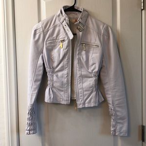 White faux leather G by Guess moto jacket