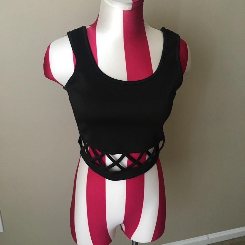 Black Cross Cross Crop Top