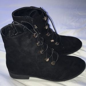 Black Faux Suede Booties