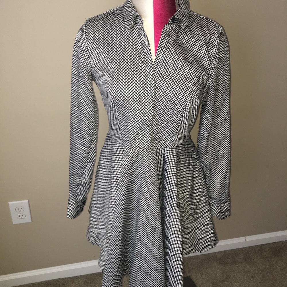 Express Herringbone Button Dress
