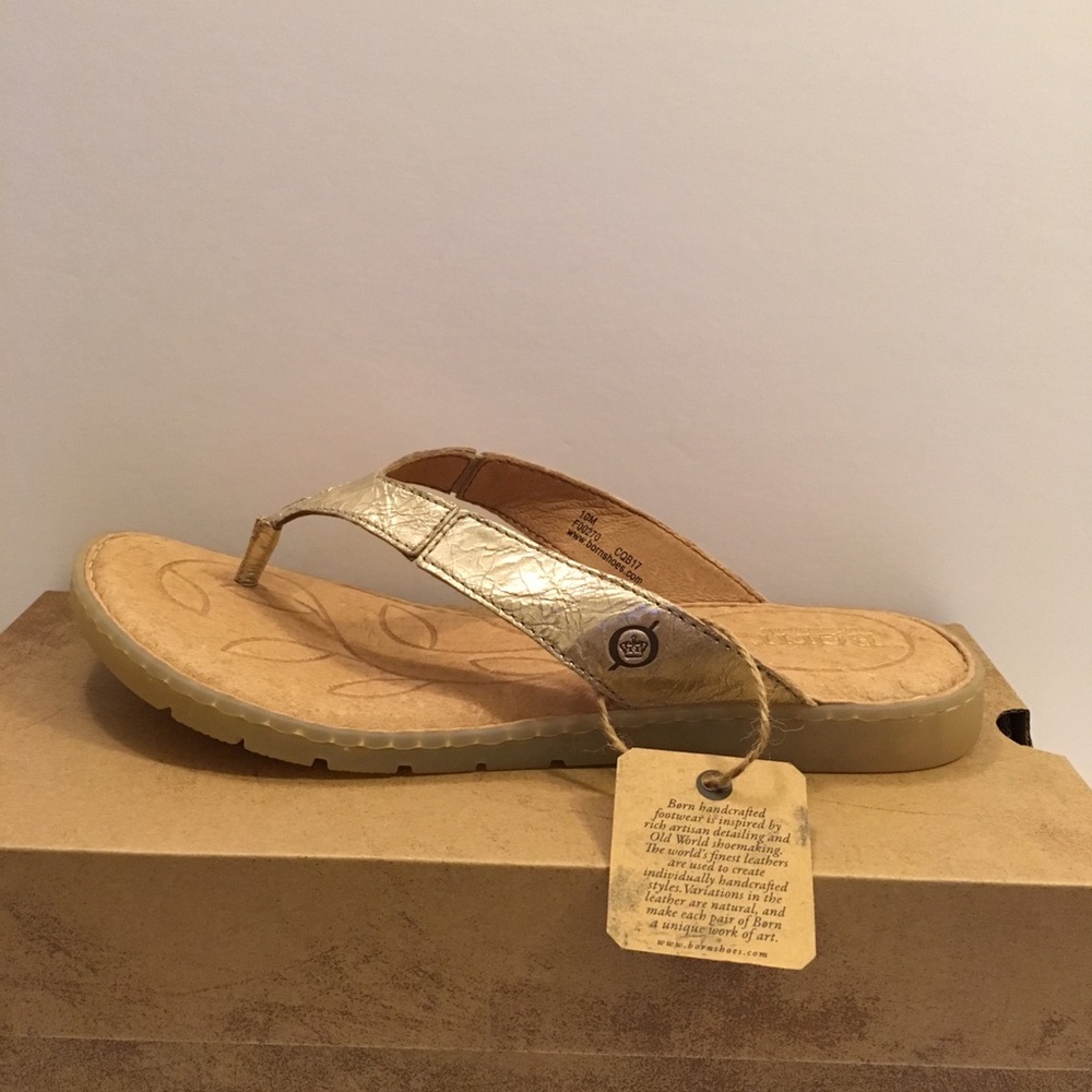 Born  Gold Slip On Sandal Size 10