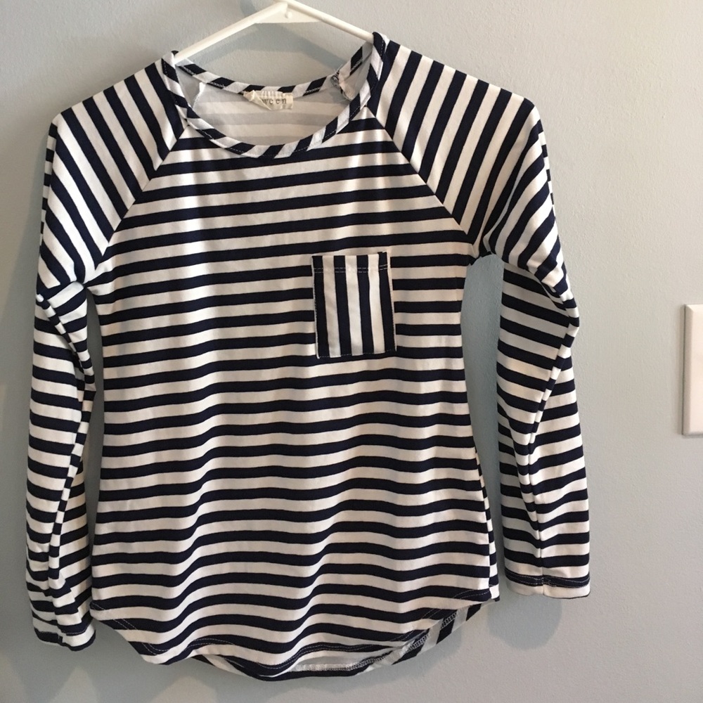 Long sleeve navy stripe shirt