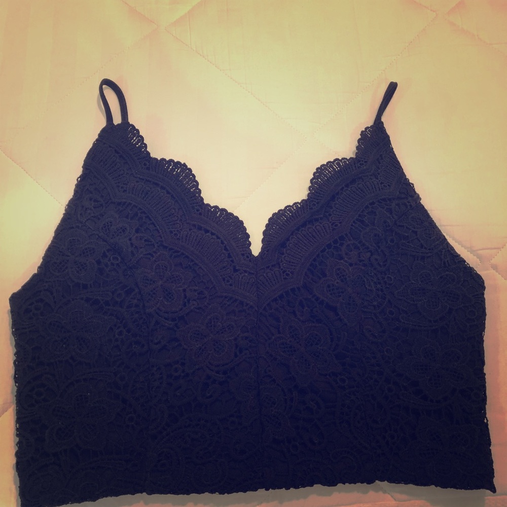 Black lace top with adjustable straps