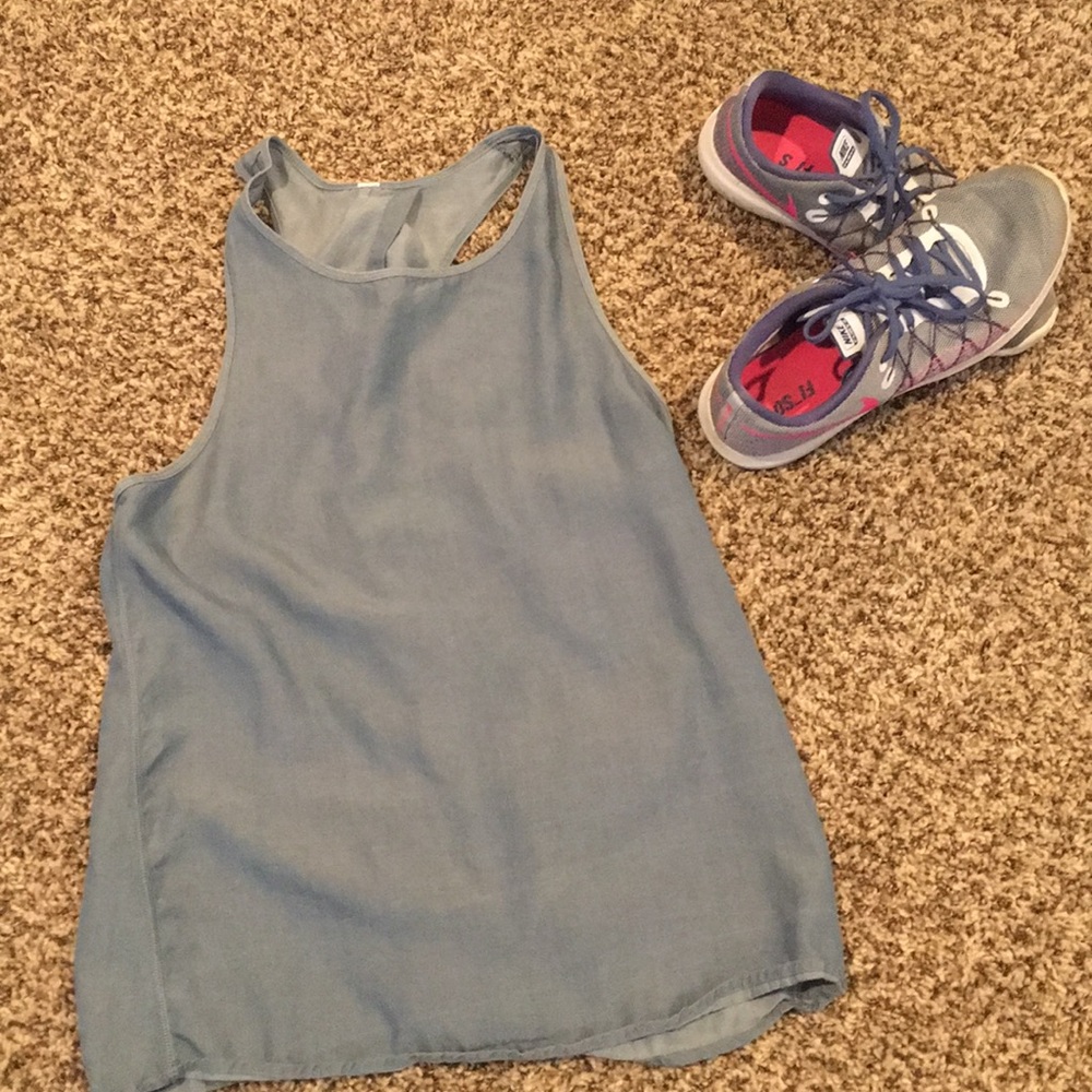 Lululemon denim tank with open back