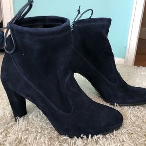 Stuart Weitzman Suede Booties Navy